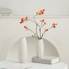 Jarrón de Cerámica Blanca Simple Shumen Flor Artificial de Caqui Arreglo Floral para Sala de Estar Caqui Ruyi Lujo Accesible Sentido de Gama Alta