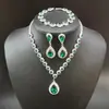 Amazon Boda Novia Collar y Pendientes Set de Joyería con Accesorios de Aleación Incrustados de Diamantes Fabricante En Stock Venta al por Mayor Estilo Lujo Ligero