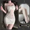 Qingshe Lingerie Sexy Puro Desejo Tentação Lingerie Provocante Alça de Renda Camisola Roupas Divertidas para Jovens Mulheres
