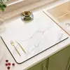 Tapete Drenante para Cozinha com Padrão de Mármore Transfronteiriço Tapete para Bancada de Terra de Diatomáceas Temu Tapete Isolante Térmico Absorvente de Água para Mesa de Jantar Atacado em Estoque