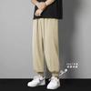 Pantalones de seda de hielo para hombre, de verano, finos, holgados, cómodos, de secado rápido, pantalones deportivos recortados, ropa de trabajo de moda, pantalones casuales