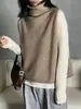 Colete de Lã Empilhado Outono Inverno Feminino Tricô Colete Coreano Solto Suéter Gola Alta Slim Fit Grosso Plus Size Roupas Femininas