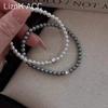 Pulsera Francesa Retro con Cuentas, Zircón y Perlas para Mujer, Diseño Nicho de Lujo Ligero, Pulsera de Mano de Alta Gama, Pulsera Simple y Elegante