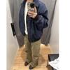 Azul marino Chaqueta Aviador de Solapa Abrigo para Hombre Primavera y Otoño Marca de Moda de Alta Gama Americano Retro Traje de Béisbol Corto