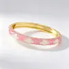 Nuevo Brazalete de Broche de Esmalte de Trébol de Cuatro Hojas Color Block de Nicho Correa Delgada Estilo Chino Multicolor Macarrón Esmalte de Goteo Venta al por Mayor de Fábrica