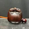 Instrumento de Madera de Palisandro con Forma de Pez para Aliviar el Estrés, Instrumento de Percusión Chino Portátil de Madera Maciza, Pez de Madera Doble Dragón, Utensilio Budista para Uso en Templo y Hogar