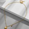 2022 Nuevo Nicho Fortuna Redonda Opel Colgante Cadena de Bolas Acero Titanio Chapado Oro 18K Collar Joyería para Mujer