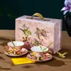 Juego de Tazas de Café de Porcelana Ósea Europea con Flores y Pájaros Caja de Regalo de Gama Alta Exquisito Retro Juego de Té Británico para la Hora del Té Nuevo Boda