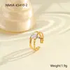 Anillo de Acero Inoxidable con Circonita Incrustada Estilo de Moda Transfronterizo Chapado en Oro de 18K Lujo Accesible Anillo de Acero de Titanio Joyería de Mano Ajustable