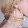 Los pendientes de bambú extragrandes más vendidos de AliExpress en forma trapezoidal color oro KC protección del medio ambiente pendientes para discoteca suministro directo de fabricantes de pendientes