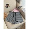 Shorts Deportivos Casuales de Bloques de Color a Rayas para Mujer Verano 2025 Delgados con Cordón Cintura Alta Adelgazantes Pierna Ancha Hot Pants Shorts