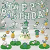 Banner de cumpleaños temático de bádminton transfronterizo, elementos de medallas, pancarta de fiesta, adorno para pastel y adornos decorativos