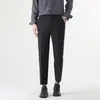 Calças sociais masculinas, calças masculinas cropped business casual, calças retas pretas de alta qualidade, modernas e versáteis para homens