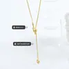 Design geométrico estilo coreano coração com borla torcida corrente de suéter ajustável nicho colar banhado a ouro 18K joia M045