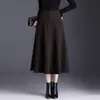 Falda de sarga de cachemira línea A para mujer Otoño/Invierno 2026 Nueva de cintura alta adelgazante de longitud media elegante versátil con bajo ancho