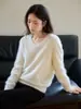 Ropa Hongmi/Otoño-Invierno 2026 Nuevo Suéter para Mujer de Lana Cachemira Artesanía Lavada Cepillada Cuello Redondo Cuello en V
