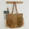 Bolsa de Palha Popular de Grande Capacidade para o Verão Nova Moda Ins Bolsa Tecida para o Trabalho Bolsa de Ombro para Praia Férias Sacola