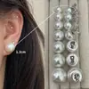 Pendientes Retro de Cuentas de Pan Oversize, Pendientes de Perla Sencillos y Personalizados de Aguja de Plata S925 Exagerados de Gama Alta