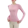 Top Deportivo para Mujer Otoño e Invierno Ajustado Cuello Redondo Secado Rápido Traje de Yoga Profesional Transpirable para Correr Entrenamiento Fitness Manga Larga