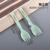 Tenedor cuchara de plástico desechable verde claro negro duro con palillo de dientes tenedor cuchara independiente engrosado tenedor cuchara para pastel vajilla cuchara