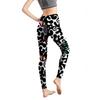 9249 Leggings Estampadas em Seda de Leite Calças Cropped com Letras Abstratas para Mulheres Agasalho Leggings Florais Estilo Europeu e Americano