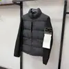 Chaqueta de Algodón con Parches Tejidos en las Mangas, Cuello Alto, Cierre de Cremallera, Bolsillos Inclinados a Ambos Lados del Pecho, Estilo Casual de Gama Alta