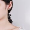 K-style de brincos de diamantes exagerados e incrustados de moda, brincos de coração duplo, brincos de coração de pêssego longos e elegantes e versáteis, brincos