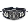 Pulsera Personalizada de Moda Transfronteriza Europea y Americana para Hombre Punk No Convencional Multicapa Tejida con Cuentas Aleación Araña Pulsera de Cuero
