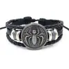 Pulsera Personalizada de Moda Transfronteriza Europea y Americana para Hombre Punk No Convencional Multicapa Tejida con Cuentas Aleación Araña Pulsera de Cuero