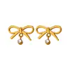 Brincos Femininos com Laço de Borboleta em Aço Titânio 316 Banhado a Ouro 18K Simples Diário À Prova D'água Cor Duradoura Acessórios de Brinco Feminino