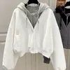 Sudadera con capucha y diseño único de dos piezas falsas para niños mayores, nueva chaqueta cárdigan fina de manga larga para primavera y otoño