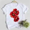Camiseta de Manga Corta con Estampado de Flores Nuevo 2025 para Mujer, Top Casual de Manga Corta