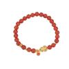 One Deer Silver S925 Prata Esterlina Banhado A Ouro Ágata Vermelha Fortune Brand Gourd Contas Redondas Elástico Simples Pulseira National Tide Branca