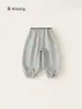 Pantalones de chándal jogger grises holgados Bangxuan para niños, pantalones casuales versátiles para niños, pantalones para niñas
