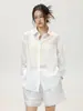 Conjunto de Camisa Casual Estilo Francés de Jack, Camisa de Manga Larga Blanca con Rayas y Cuello Campana, Camisa Fina Protectora del Sol para Mujer, Verano