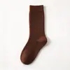 Meias de Lã para Outono e Inverno, Espessadas e Forradas com Fleece, Quentes e Resistentes a Odores, Meias de Cano Médio para Mulheres, Costela Dupla, Cor Sólida, Meias Longas Arredondadas