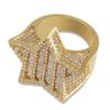 Europa y Estados Unidos nuevo anillo de estrella de cinco puntas micro incrustado cobre circonita transfronterizo hip-hop moda personalidad anillo ventas directas de fábrica