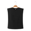 Suministro Transfronterizo al por Mayor Ropa de Verano para Mujer Estilo Europeo y Americano Hombreras Europeas y Americanas Camiseta sin Mangas de Cuello Redondo