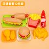 Niños transfronterizos desarman hamburguesas y papas fritas casa de juegos juguetes bocadillos occidentales aprenden a cocinar traje pizza comida de simulación