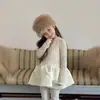 Ropa para niños: vestido para niña con top de encaje de punto y combinación de tela satinada, 26 primavera/otoño nuevo comercio exterior ropa infantil