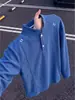 Sudadera con cuello henley y estampado de escamas de dragón negro estilo esposo para hombre, otoño, ajuste limpio, patchwork americano, manga raglán, manga larga