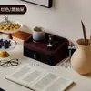 Mesa de noche retro de ratán con cajón de almacenamiento, escritorio tipo cajón, organizador multifuncional, armario de almacenamiento con cajones para dormitorio