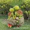 Quanzhou Huayang Tortuga Acostada sobre Piedra Adornos Creativos Artesanías de Resina Decoración para Patio al Aire Libre Lámpara Solar Animal