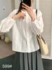 Camisa Blanca Floral Bordada Pesada Estilo Francés para Mujer Primavera y Otoño Nueva Retro Artística Holgada Adelgazante Elegante Top