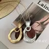 Estilo Boho Nicho Ins High-End Pingente de Madeira Colar Longo Versátil Casual Simples Corrente para Suéter