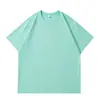 220g 40 Unidades Camiseta 100% Algodón Pesada Manga Corta Holgada Hombro Caído Doble Aguja Lisa Camisa Cultural Ropa de Trabajo Personalizada