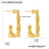 Pendientes Mystery Li en forma de U de bambú rectangulares estilo europeo y americano de acero inoxidable chapado en oro de 18 quilates no se decoloran pendientes al por mayor