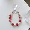 Chica Coreana Colorido Chapado Eléctrico Lazo Portátil Ins Funda para Teléfono Móvil Cadena Colgante Accesorios Llavero Cadena de Perlas