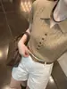 Camiseta de punto trenzado con cuello en V de manga corta estilo Old Money francés para mujer, verano, estilo Old Money, adelgazante, cuello en V, polo, top fino