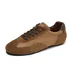 Zapatillas deportivas para mujer de cuero genuino estilo Ins, 26 nuevo modelo de otoño, patchwork retro con cordones, suela suave, zapatos casuales deportivos cómodos y versátiles